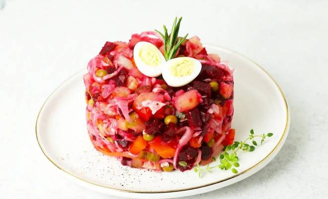 Салат винегрет из запеченных овощей в духовке рецепт