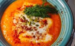 Крем суп из запеченных овощей в духовке помидоров, моркови и лука