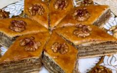 Пахлава на сметане с грецкими орехами и сиропом