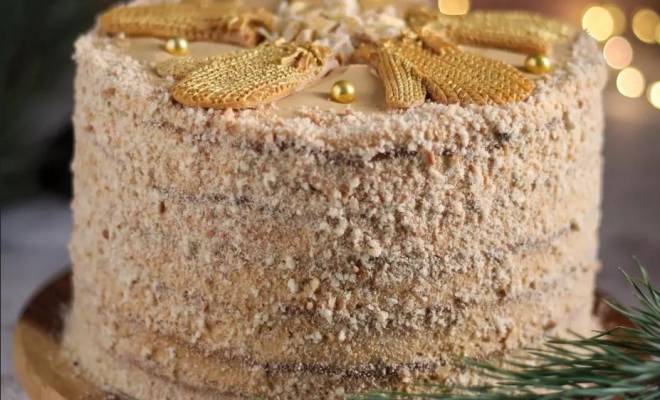 Ореховый торт с арахисом, медом и сгущенкой рецепт