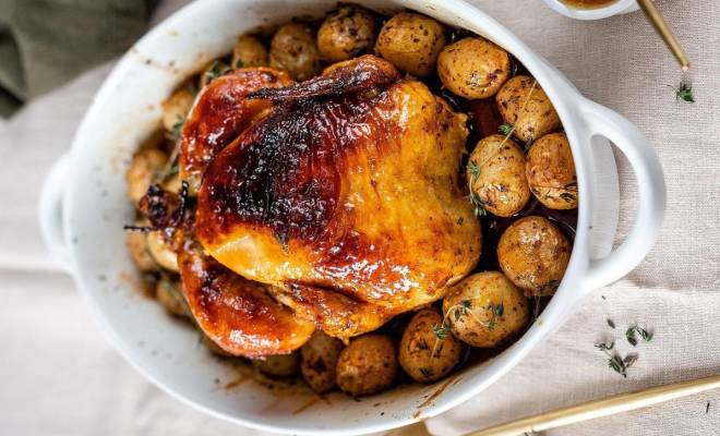 Курица запеченная целиком в духовке с картошкой рецепт