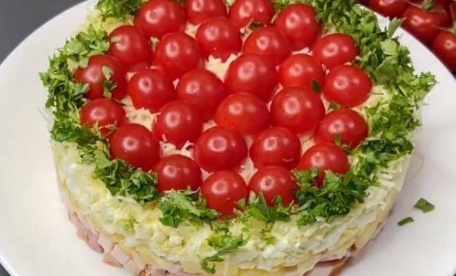 Салат красная поляна с помидорами и курицей рецепт