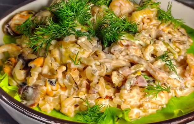 Ризотто с грибами и морепродуктами в сливочном соусе рецепт