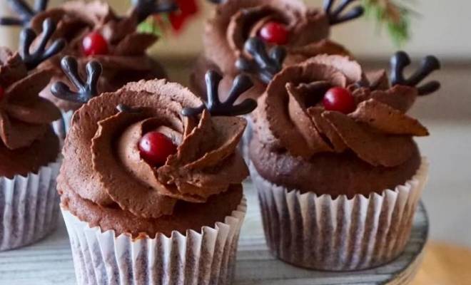 Шоколадные капкейки с шоколадным ганашом «оленята» рецепт