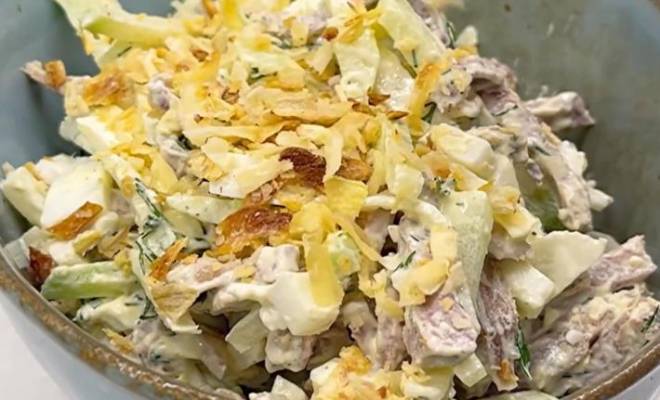 Классический салат Ташкент с редькой, говядиной и яйцом рецепт