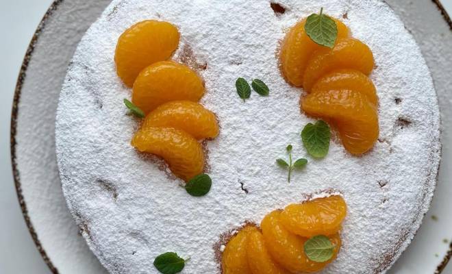 Пирог манник с мандаринами на кефире на Новый Год рецепт