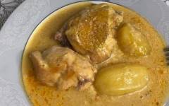 Курица в сливочном соусе Джэд либжэ по кабардински