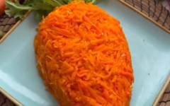 Салат в форме морковки на новый год