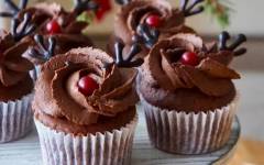 Шоколадные капкейки с шоколадным ганашом «оленята»