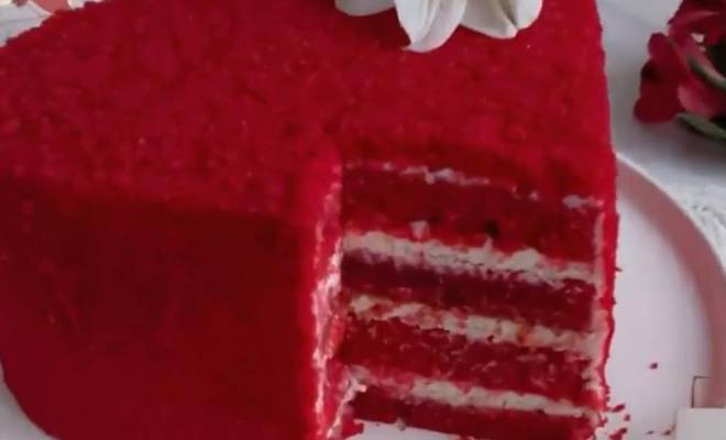 Торт «Красный бархат» в форме сердца рецепт