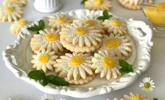 Ромашки печенье с лимонным курдом рецепт