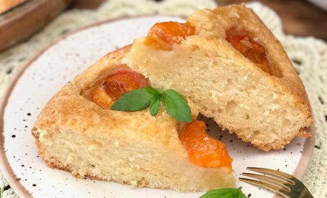 Простой пирог с абрикосами на кефире в духовке рецепт
