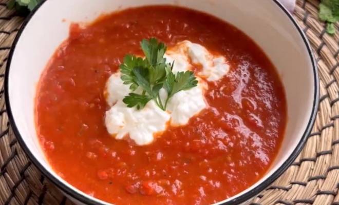 Суп из запеченных помидоров, перцев и лука рецепт