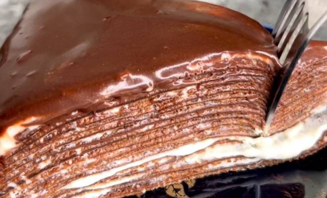 Шоколадный блинный торт – пошаговый рецепт приготовления с фото