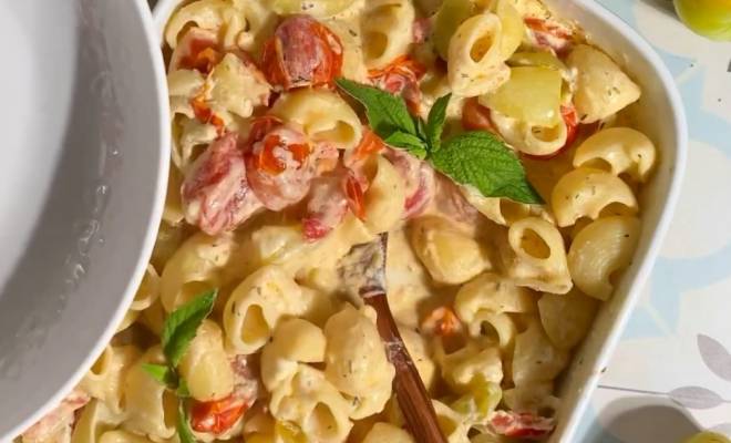 Видео Паста с творожным сыром и помидорами в духовке рецепт