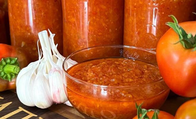 Аджика из помидор, чеснока, лука, моркови и болгарского перца рецепт
