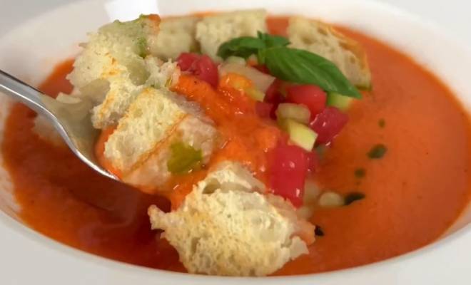 Крем суп гаспачо из помидоров, перца и огурцов рецепт