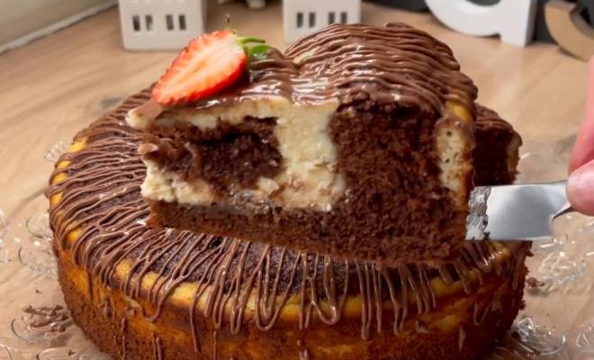 Шоколадный пирог с бананово-творожной начинкой рецепт