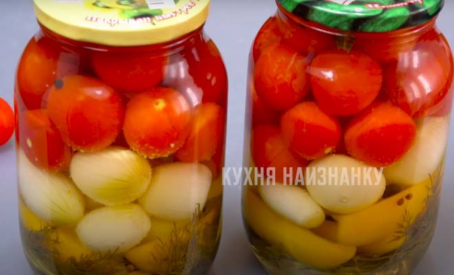 Маринованные помидоры с луком на зиму в банках Кухня Наизнанку рецепт