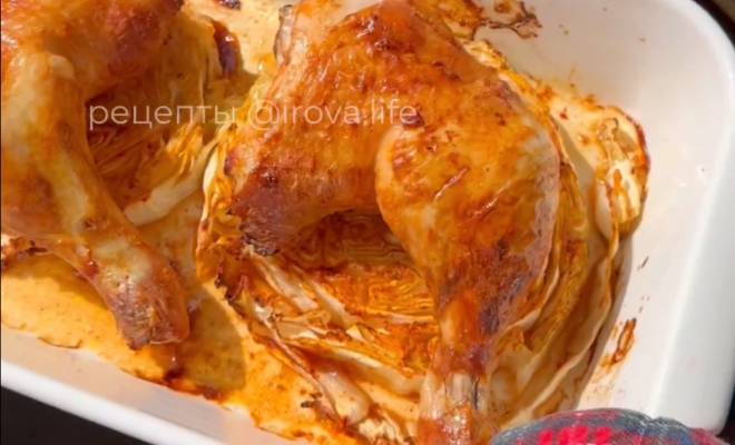 Капустные стейки с курицей в духовке рецепт