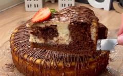 Шоколадный пирог с бананово-творожной начинкой
