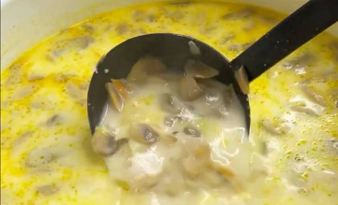 Сырный суп с курицей и грибами - рецепт с фото