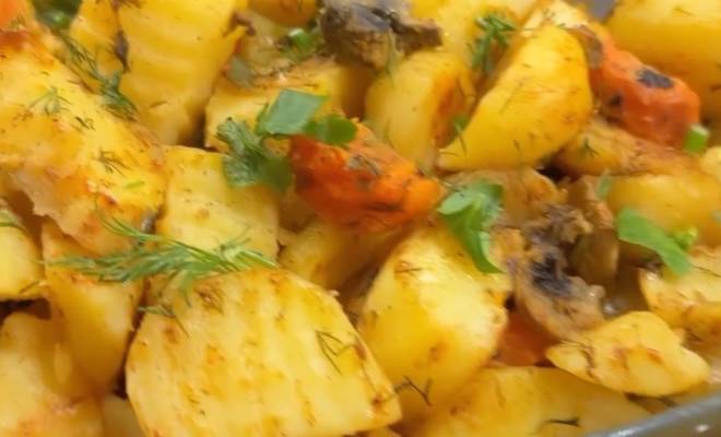 Картофель с грибами в духовке рецепт