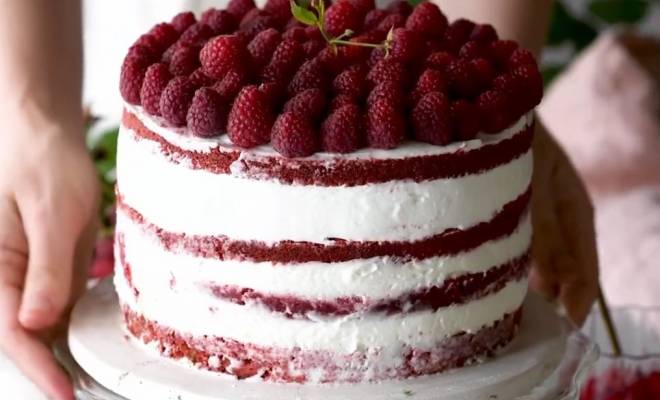 Торт “Красный бархат” с малиновым желе и конфи рецепт