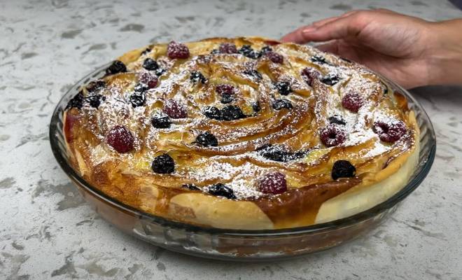Лимонный пирог с ягодами: малина и голубика с тестом фило рецепт
