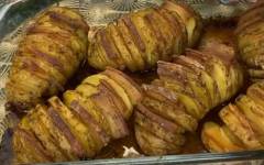 Картошка Гармошка с салом или беконом в духовке