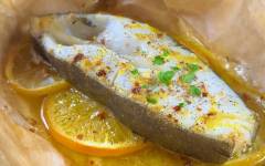 Рыба палтус запеченная в духовке с апельсином и лимоном