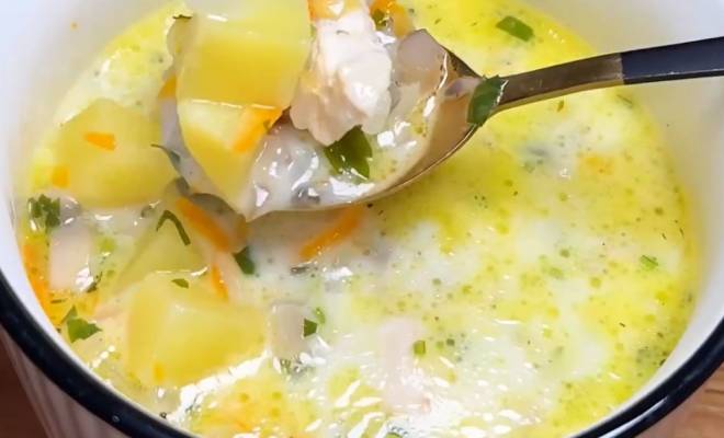 Сырный суп с курицей и грибами рецепт