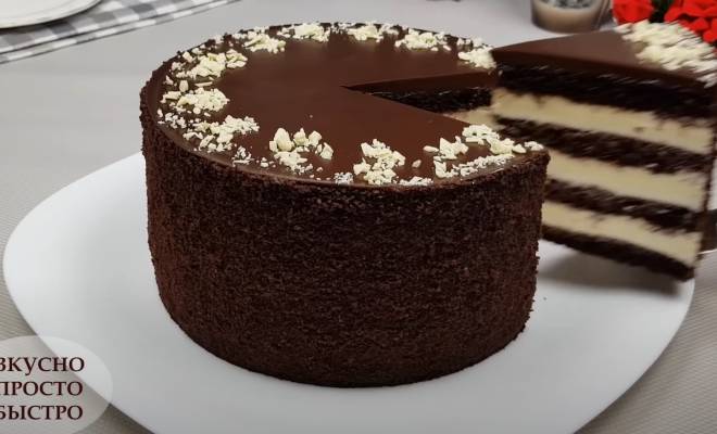Видео Шоколадный торт с лимонным и сливочно творожным кремами рецепт
