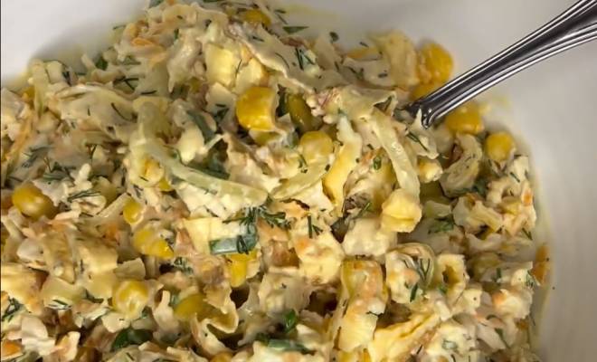 Салат с омлетом и кукурузой - пошаговый рецепт с фото