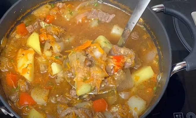 Видео Суп с мясом, баклажанами, картошкой и перцем рецепт