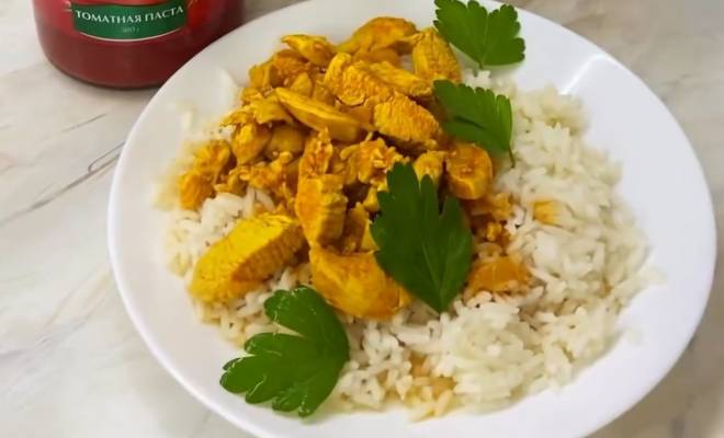 Видео Курица карри с рисом рецепт