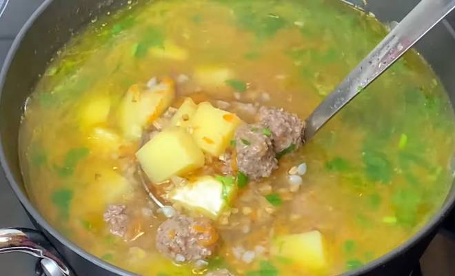 Суп с фрикадельками, гречкой и картошкой рецепт