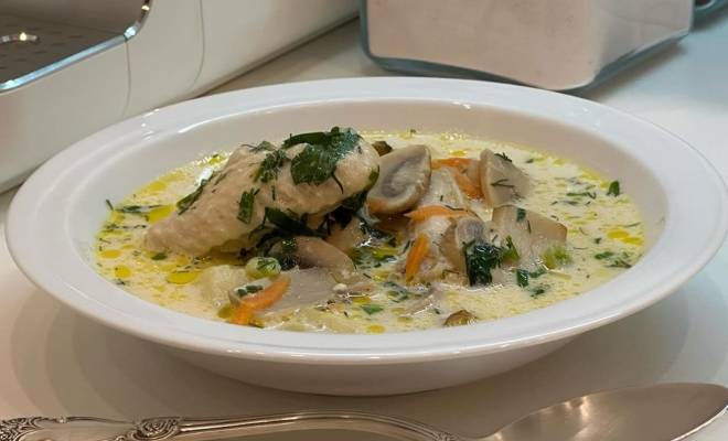 Сливочный суп с курицей и грибами на сливках рецепт