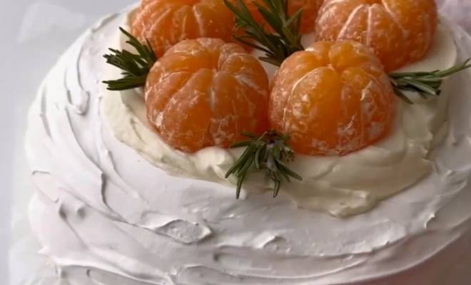 Видео Новогодний Меренговый торт с мандаринами рецепт