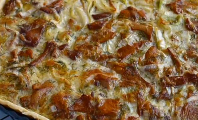 Видео Пирог киш с грибами, сыром и сливками рецепт