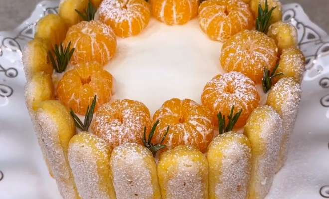 Мандариновый десерт с печеньем савоярди и творожным сыром рецепт